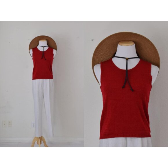 Vintage 90s Red Stretch Tank‎ | size S - Picture 1 of 10